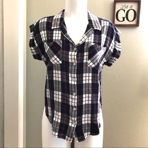 Jachs Girlfriend Plaid Short Sleeve Flannel